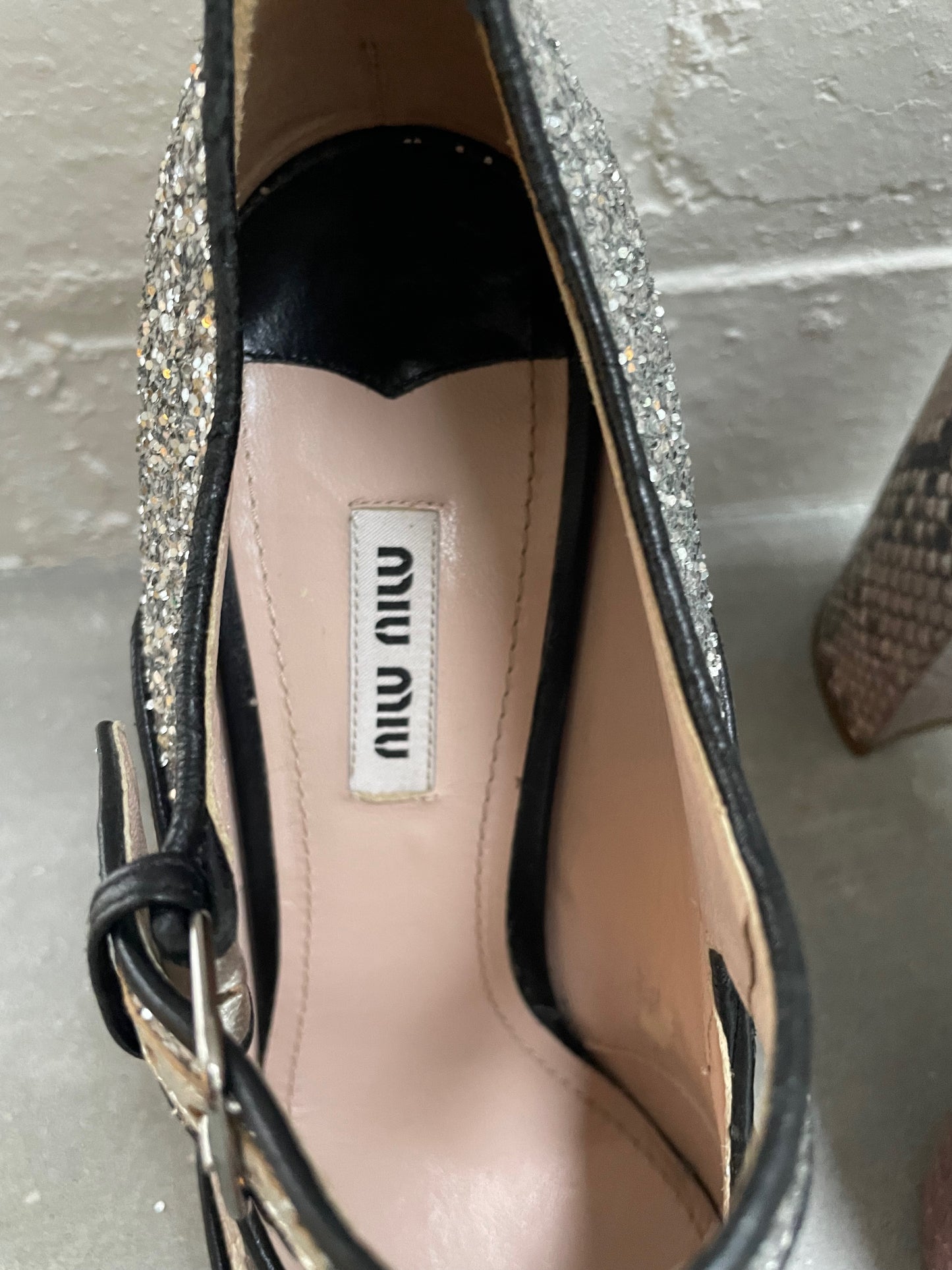 Prada Colourblock Glitter & Python Heels Size 40