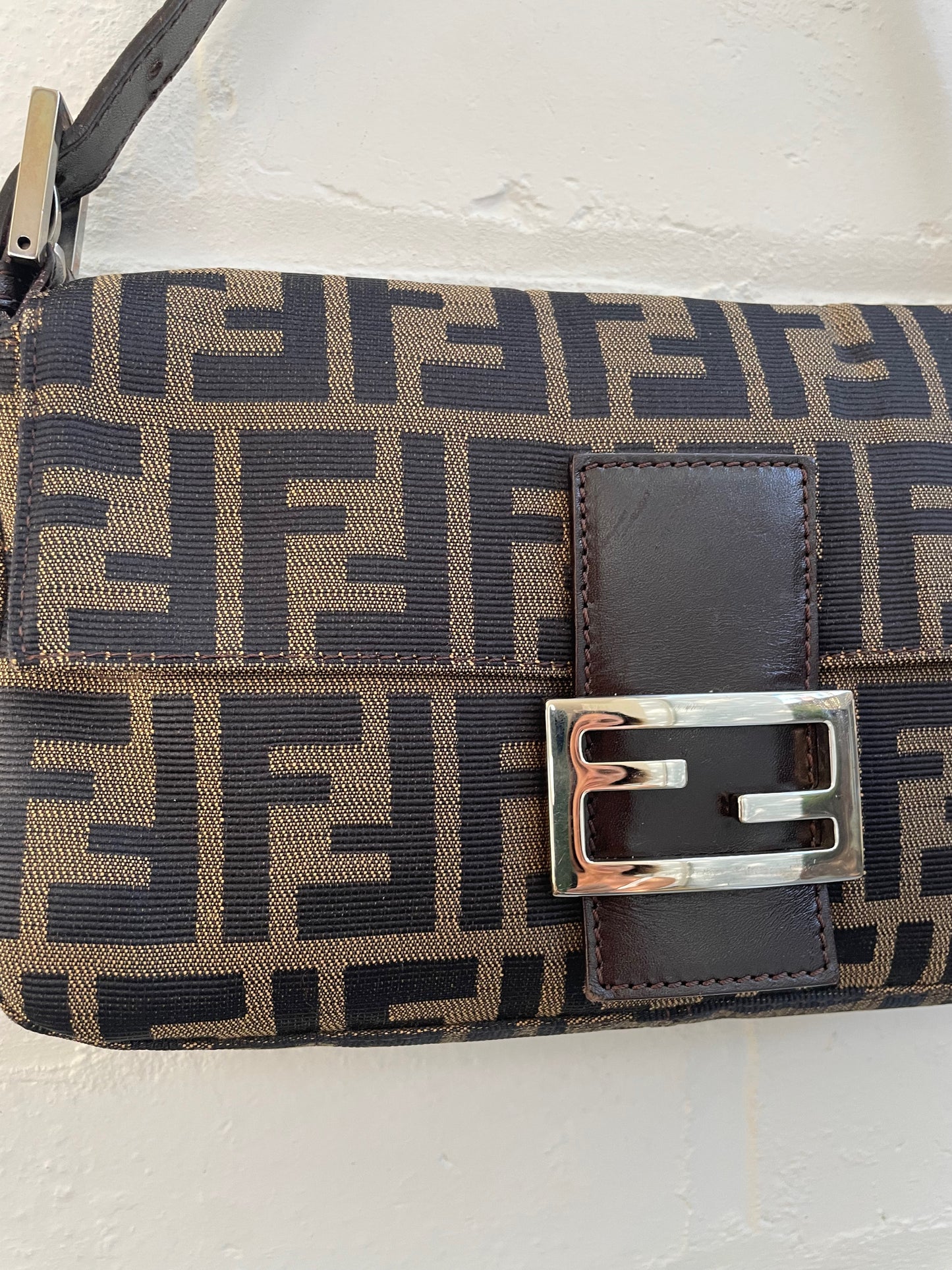 Fendi Zucca Baguette with Silver Hardware