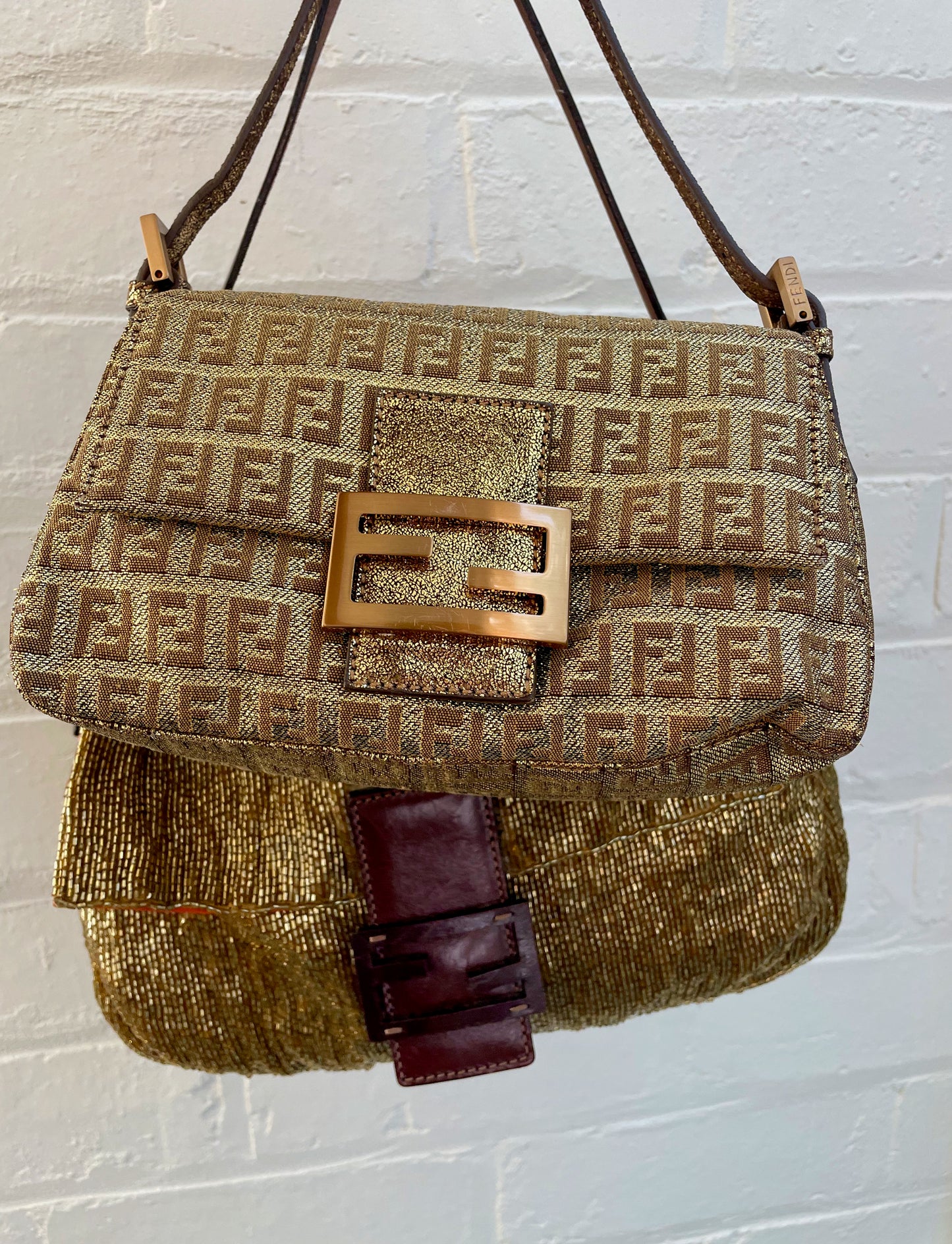 Fendi Gold Beaded Mamma Baguette