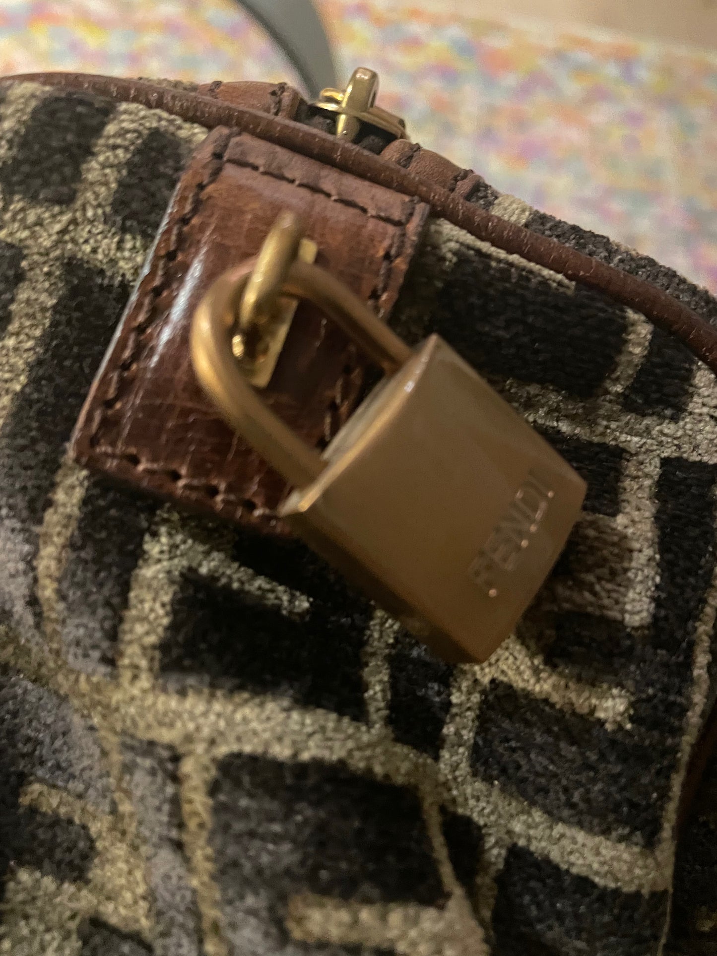 Fendi Zucca Velour Boston Bag