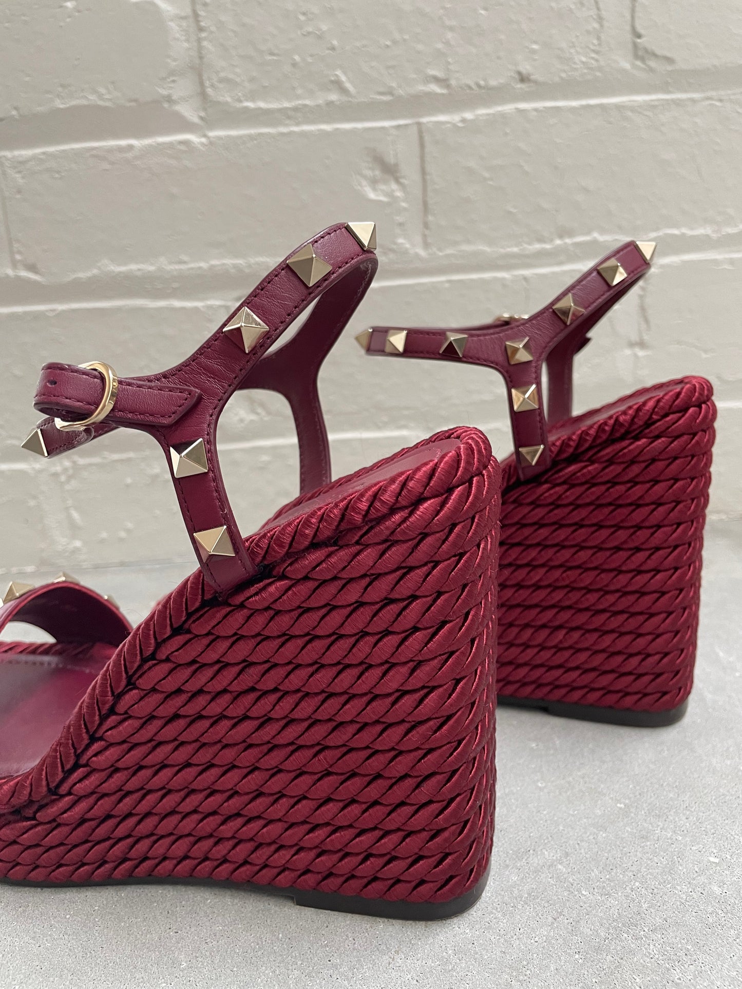 Valentino Rockstud Cerise Wedges Size 37