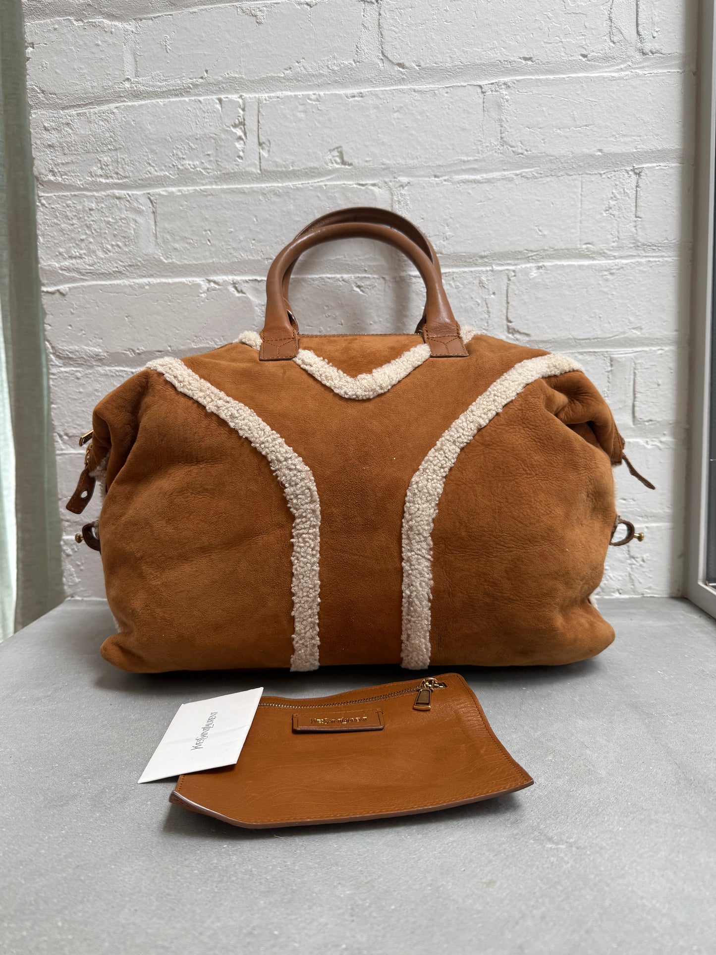 YSL Easy Y Shearling / Mouton Late 2000s Tote Bag