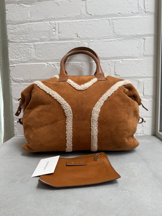 YSL Easy Y Shearling / Mouton Late 2000s Tote Bag