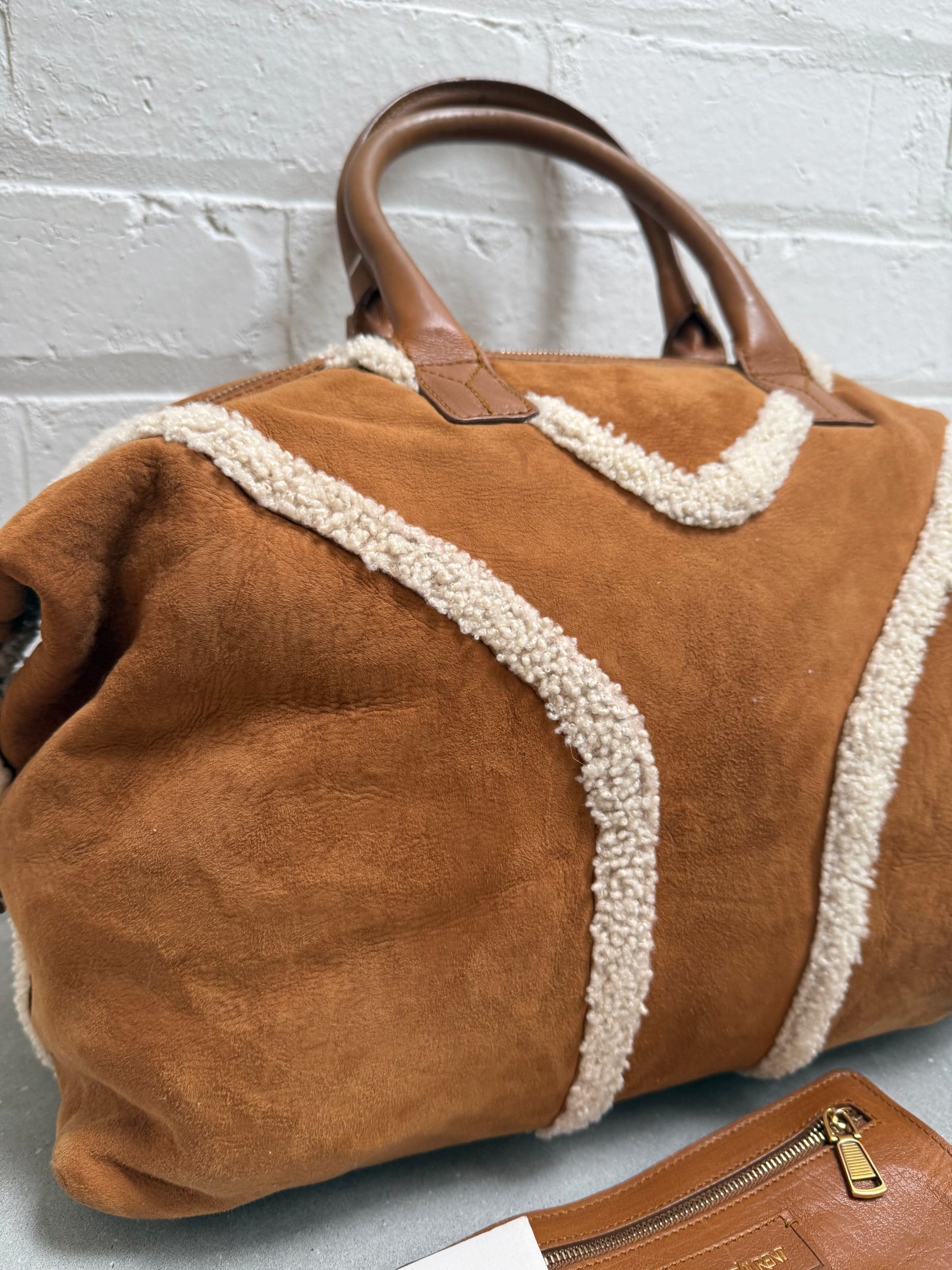 YSL Easy Y Shearling / Mouton Late 2000s Tote Bag