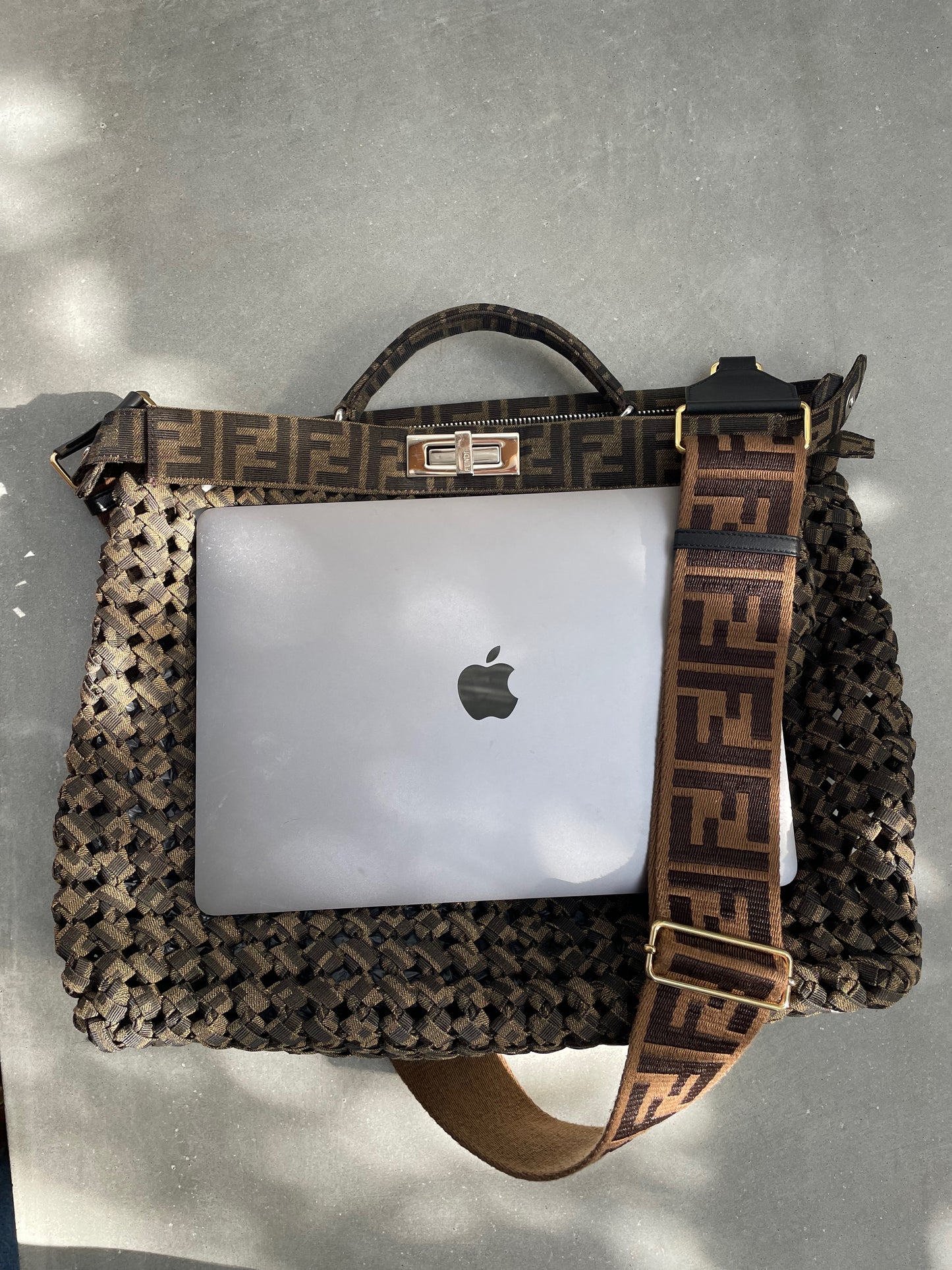 Fendi Peekaboo in Woven Zucca Canvas - Large