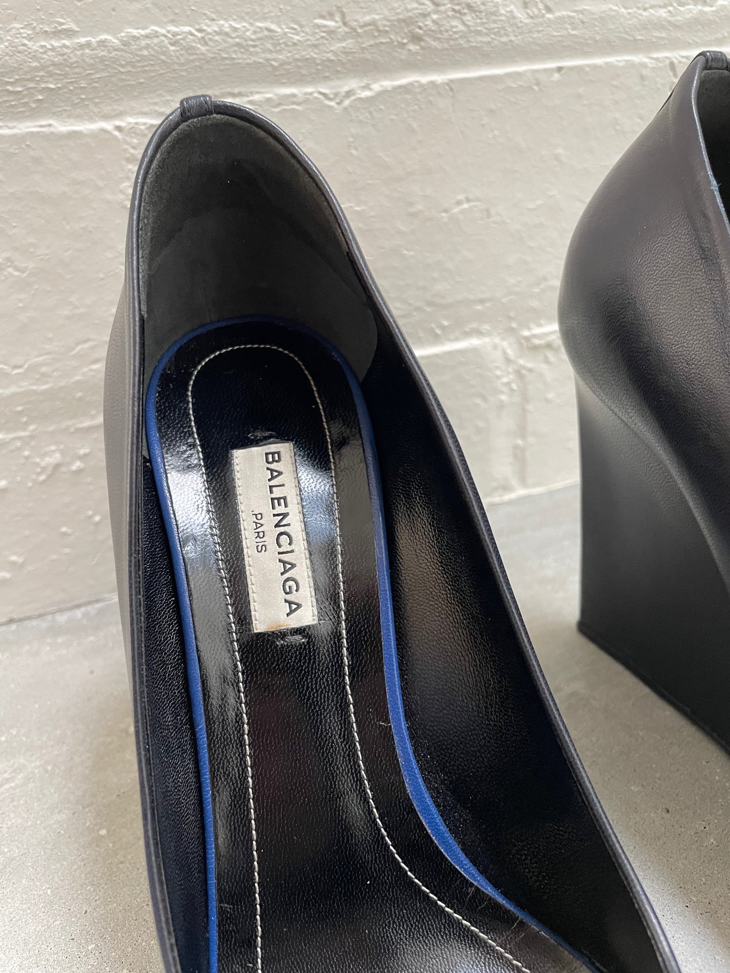 Balenciaga Prism Leather Wedge Pumps Size 38