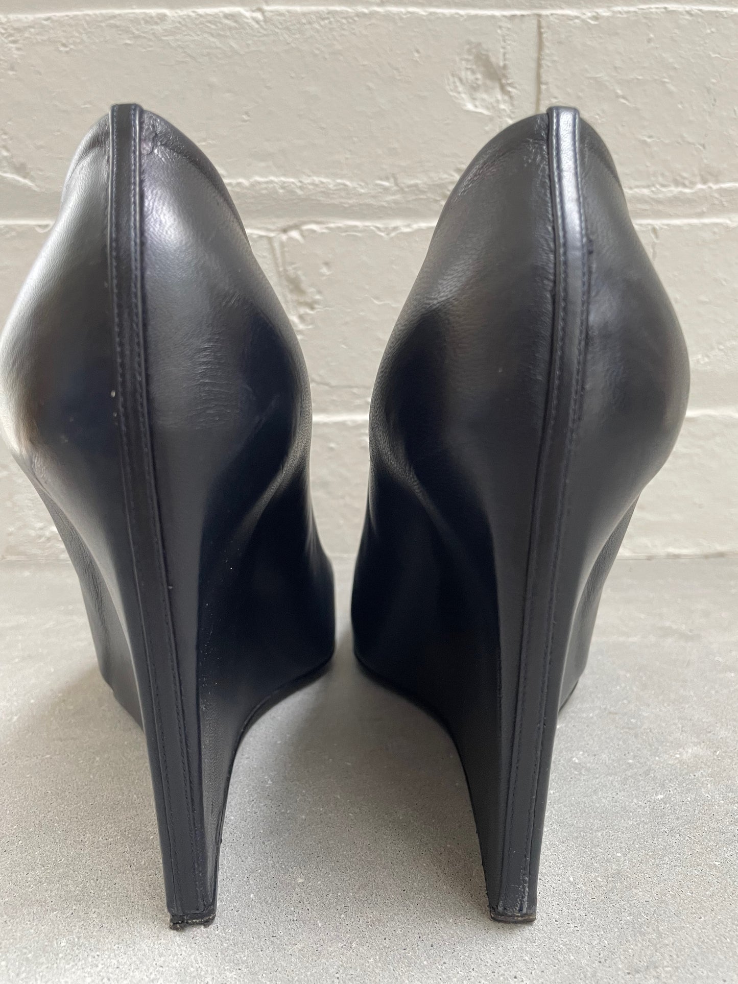 Balenciaga Prism Leather Wedge Pumps Size 38