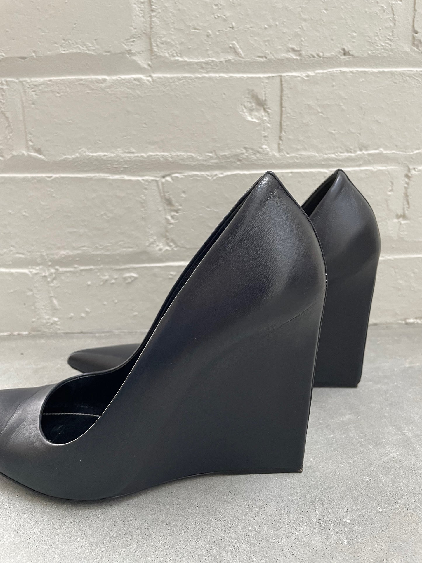 Balenciaga Prism Leather Wedge Pumps Size 38