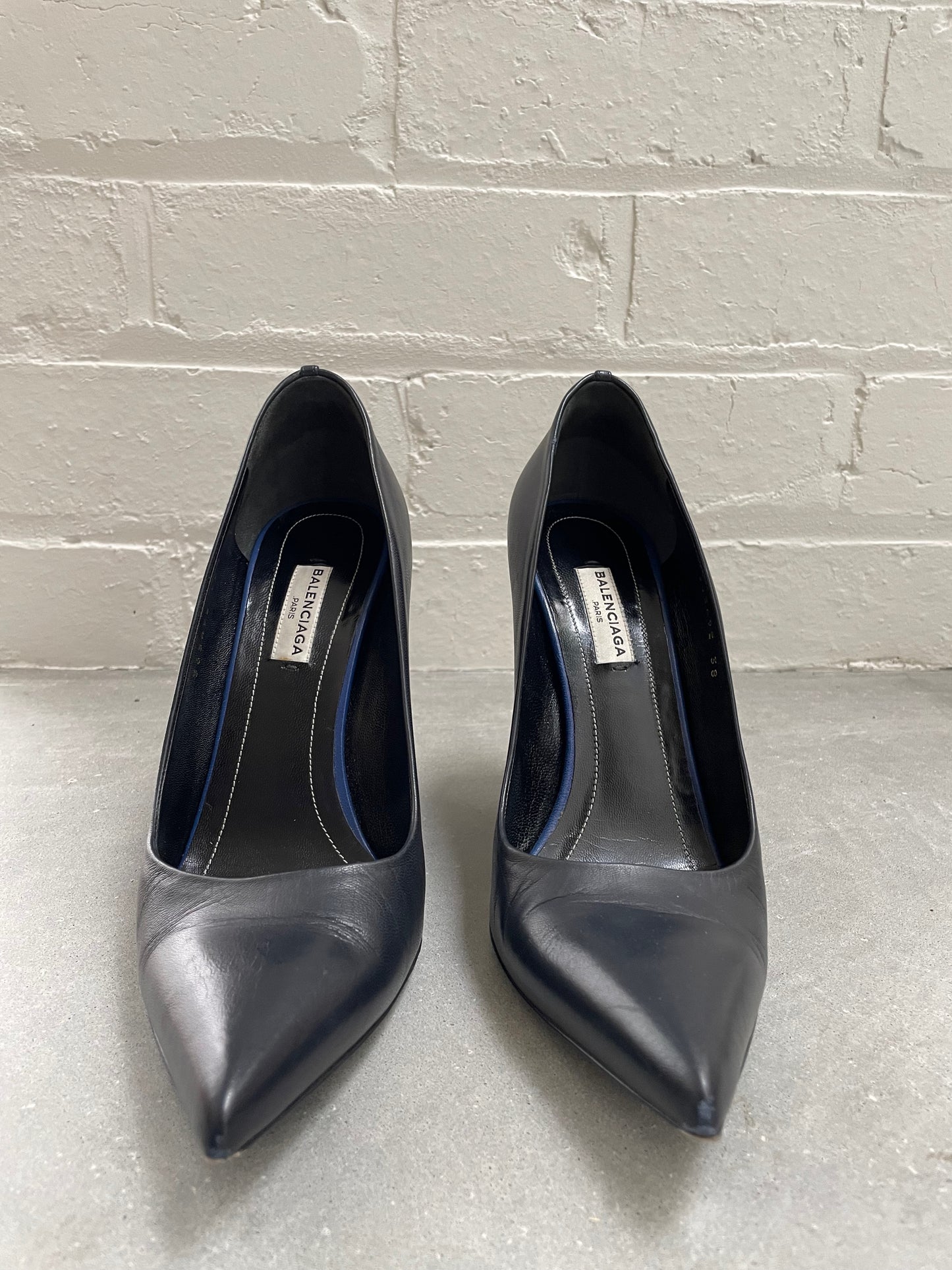 Balenciaga Prism Leather Wedge Pumps Size 38