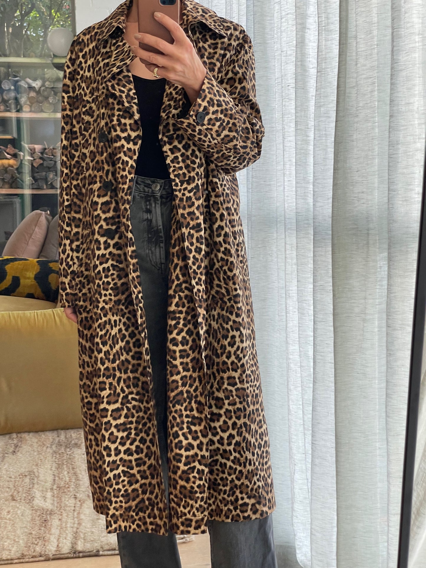 Ba&sh Leopard Print Trench Coat Size 0