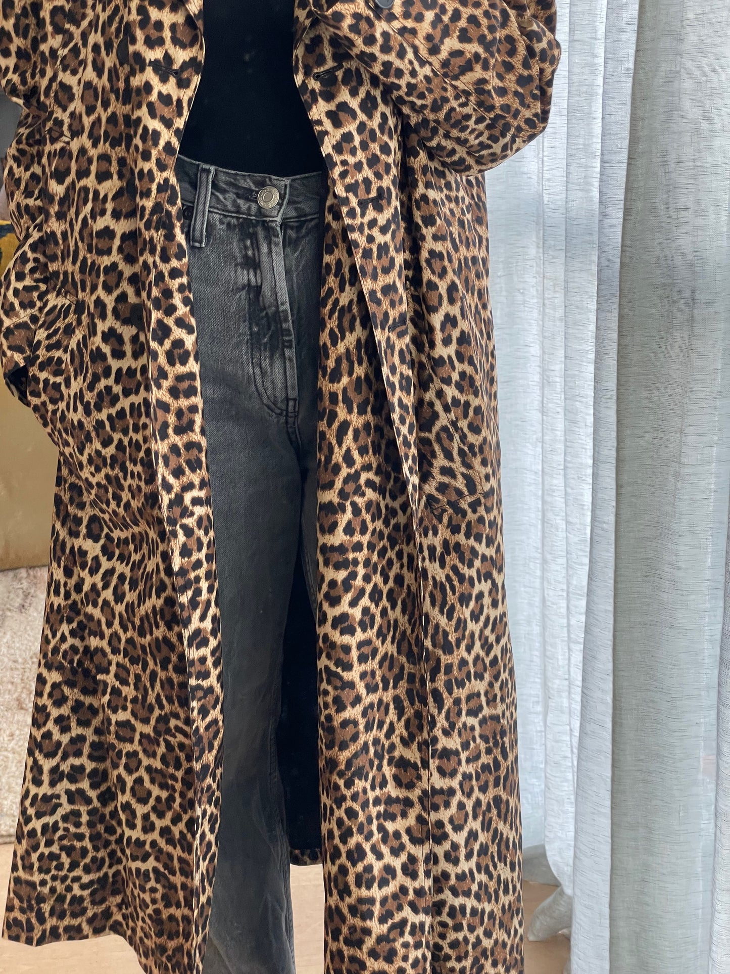 Ba&sh Leopard Print Trench Coat Size 0