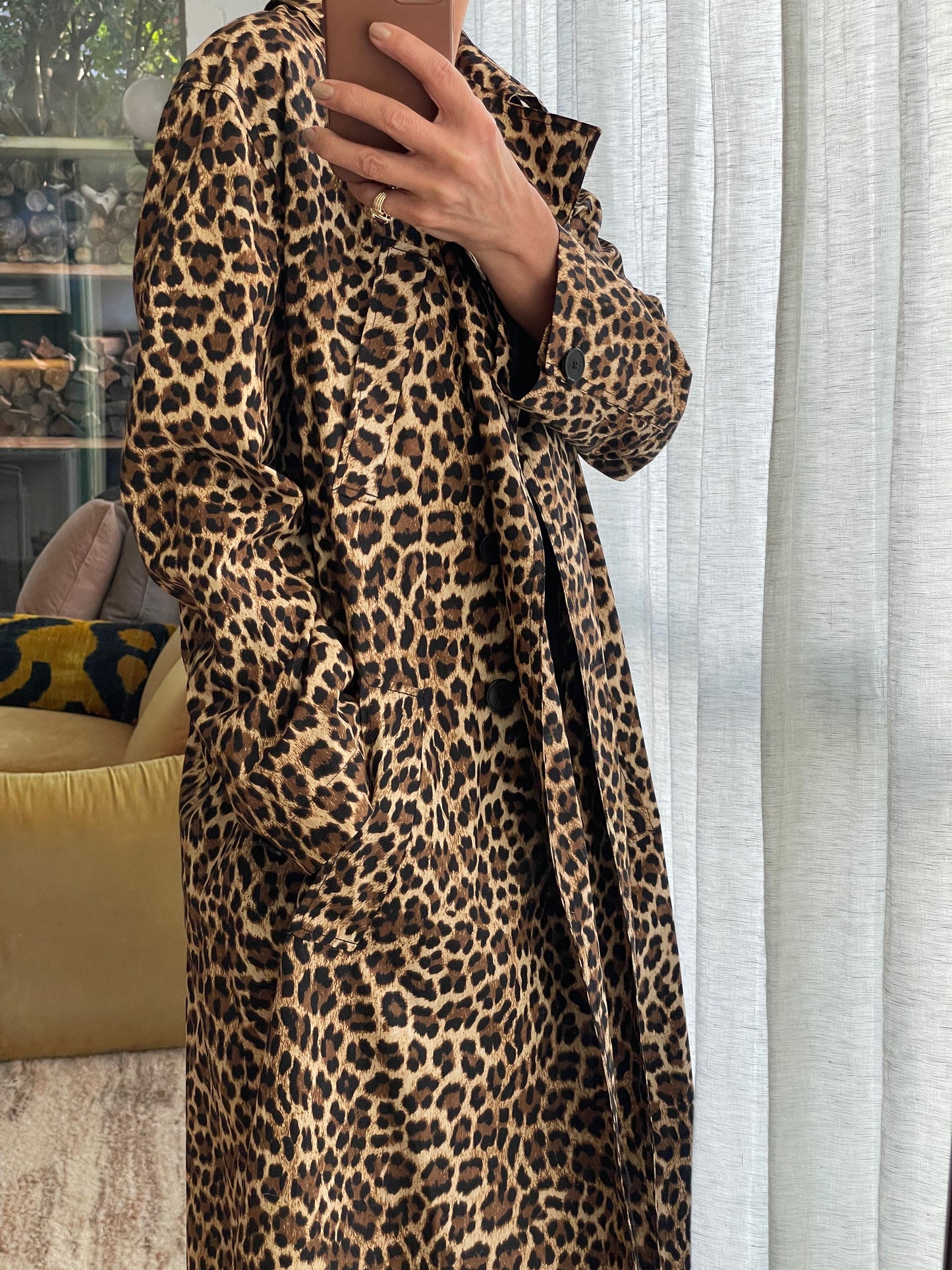 Ba&sh Leopard Print Trench Coat Size 0