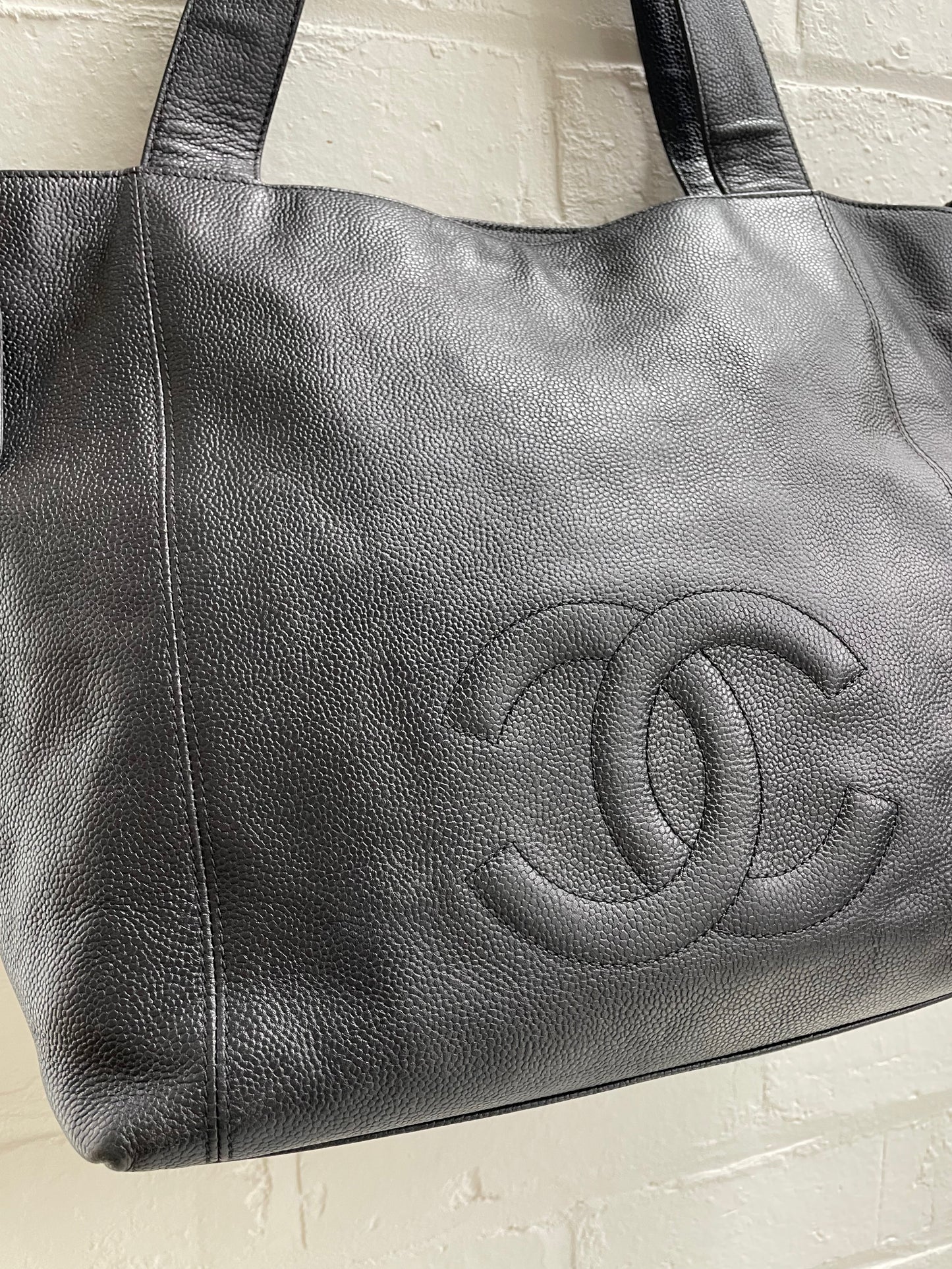 Chanel Vintage Black Coco Mark CC Tote