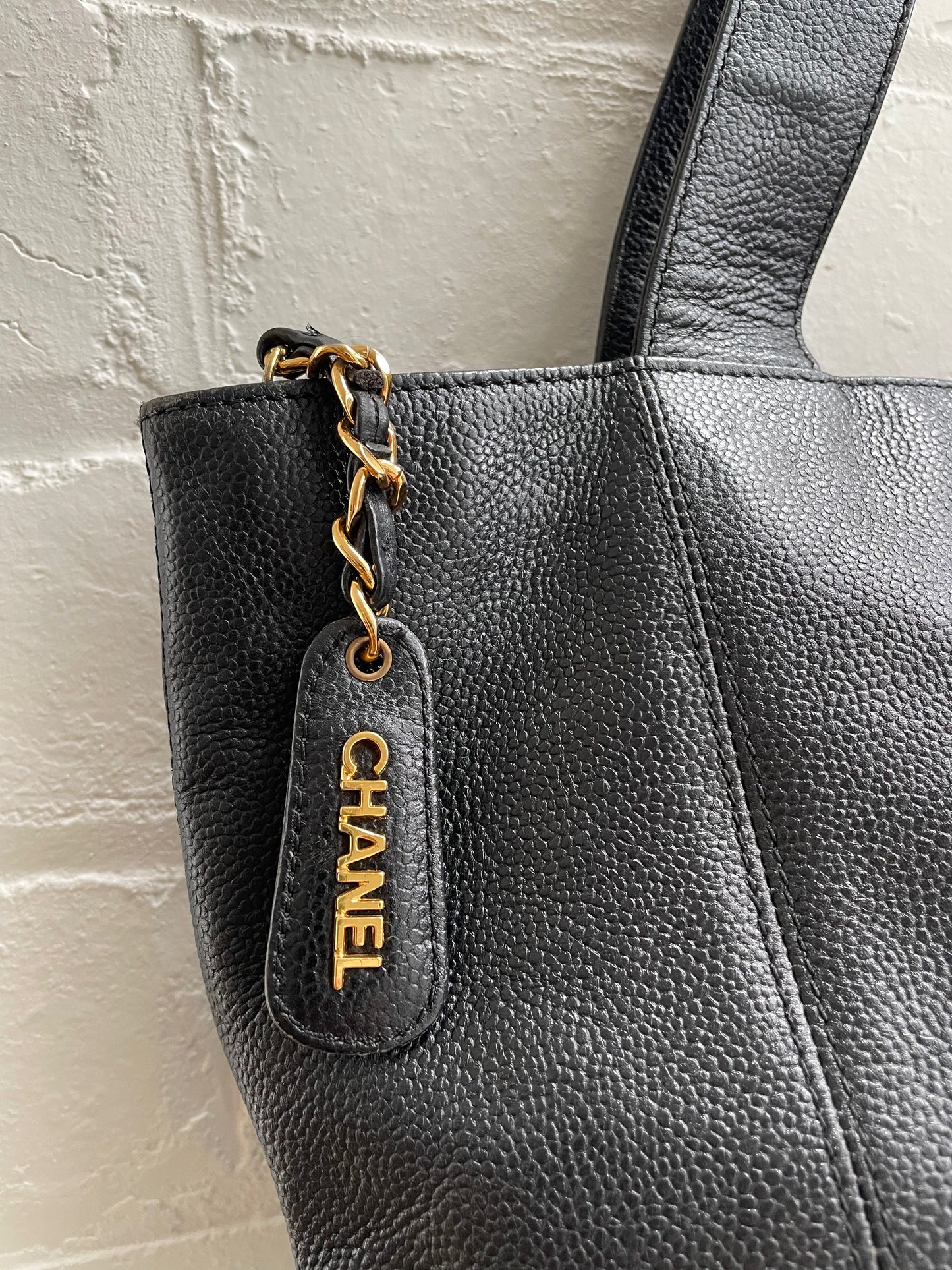 Chanel Vintage Black Coco Mark CC Tote